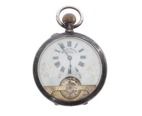 Hebdomas Patent 8 days silver engine turned pocket watch, import hallmarks London 1912, the dial with Roman numerals over a v