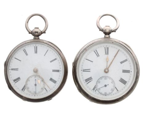 Two fusee lever engine turned pocket watches for attention/repair, unsigned movements, 52mm and 49mm 