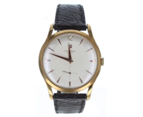 Universal Genéve oversized gold plated and stainless steel gentleman's wristwatch, case no. 412306/2, 1917388, circa 1959, ci