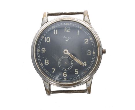 Wagner Military issue wristwatch for repair, signed black dial with Arabic numerals, minute track and subsidiary seconds, Uro