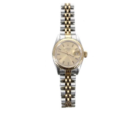 Rolex Oyster Perpetual Date stainless steel and gold lady's wristwatch, reference no. 69173, serial no. 8212xxx, circa 1984, 