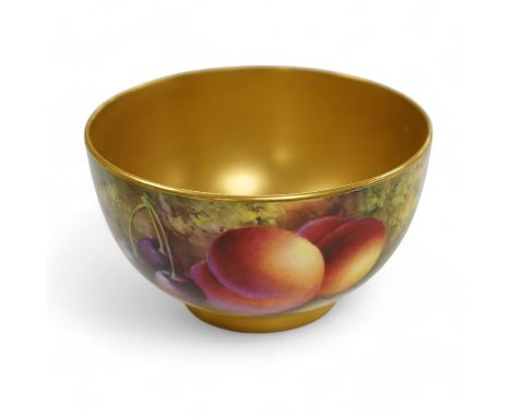 A Royal Worcester fruit painted bowl by Harry Ayrton, 9cm diameter. Condition - good