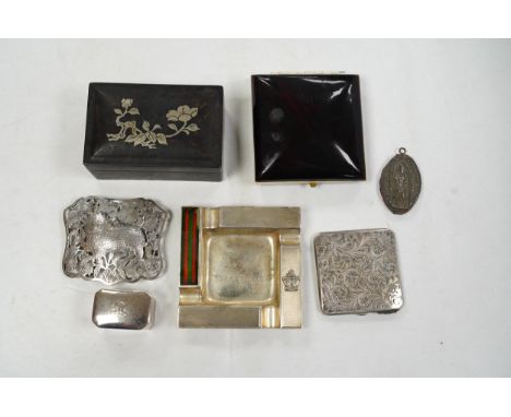 A George III silver nutmeg grater, Thomas Wilmore, Birmingham, 1801, 41mm, together with sundry other items including a silve