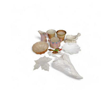 A group of Royal Worcester and Grainger tableware and a bird wall pocket, 29cm (9). Condition - fair to good