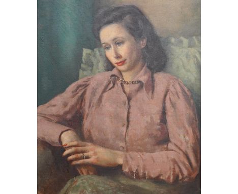 Attributed to Gerald Norden RA (1912-2000), oil on canvas, Portrait of a seated lady, 59 x 49cm. Condition - good