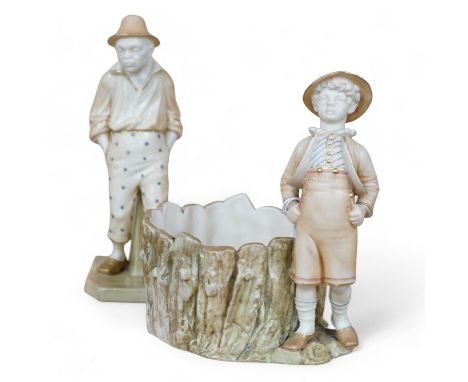 A Royal Worcester figure and a figural pot, model numbers 840 and 1242, tallest 17cm. Condition - pot cracked African figure 