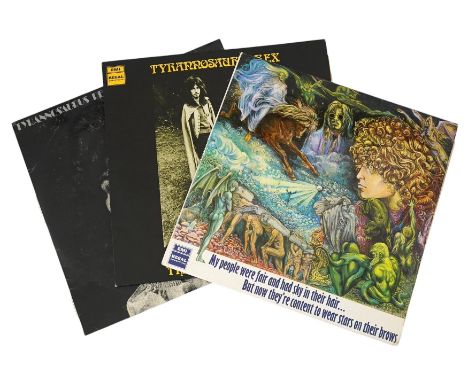 Three Tyrannosaurus Rex LP record albums; My People Were Fair and Had Sky in their Hair… stereo on EMI SLRZ1003 with lyric sh