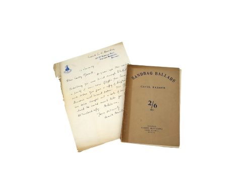 Letter from First World War soldier Leonard Cecil Barber on Norfolk Regiment headed paper, to Lady Ottoline Morell (1873-1938