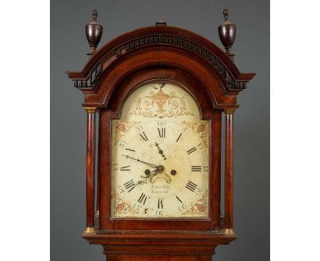 An early 19th century eight day longcase clock the painted dial with arabic and roman numerals, having a subsidiary second ha