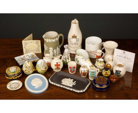 A group of collectible ceramics to include, a Crummles limited edition enamel box and cover, celebrating the 100th birthday o