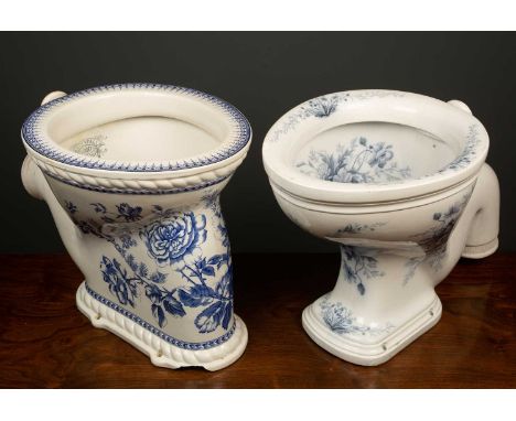 An early 20th century porcelain waterfall closet lavatory basin numbered 267648, 35.5cm wide x 51cm deep x 40cm high; a furth