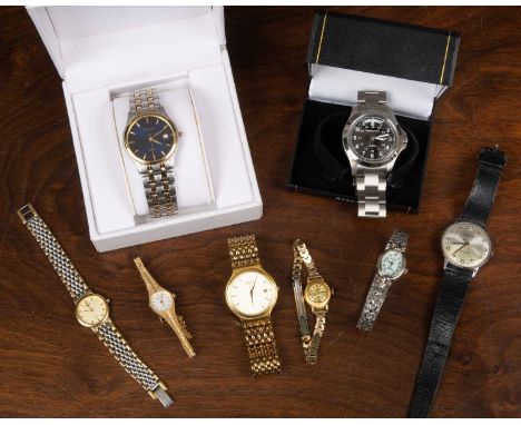 A collection of wristwatches, to include a Hamilton steel khaki automatic men's wristwatch, the case back numbered H644550, a
