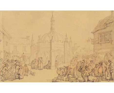 
	
		Follower of Thomas Rowlandson 
		Market day at Malmesbury Market Cross
		Ink and wash 
		15.5 x 23.5cm (6 x 9¼ in.)
		
	