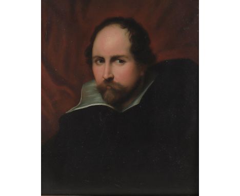
	
		English School (19th century)
		Portrait of an early 17th century Gentleman, plain white long collar, black cloak
		Oil 