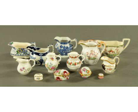 A collection of jugs and sauce boats including Copeland late Spode, Meakin, Spode Copeland china Eden pattern, three Royal Wo