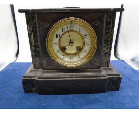 Slate mantel clock with pendulum and key