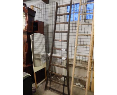Vintage Fruit Pickers Ladder with white enamelled number plaques ( sold as a collectors / display item )