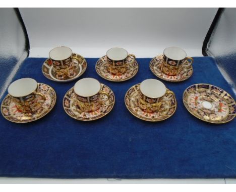 6 xRoyal crown Derby 'Imari' coffee cups/cans and saucers and 1 spare saucer