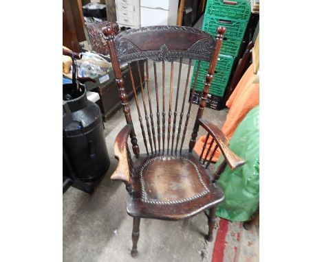 Stick back Armchair with leather seat