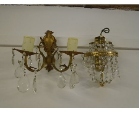 3 x guilded brass wall lights and 1 single light