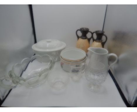  Royal Worcester items, a jug, terrine with lid and 2 bowls, chippendale dish, czech vases etc