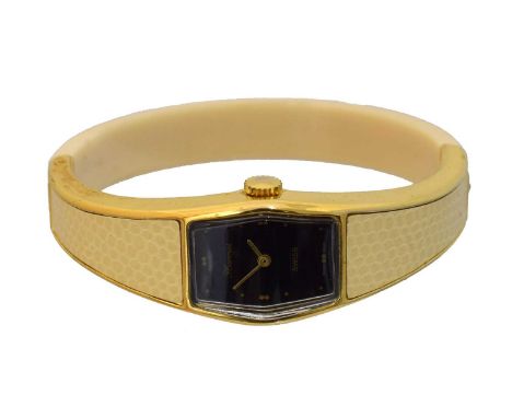 A vintage Hermès manual wind bangle watch, A vintage Hermès manual wind bangle watch, ref. 112670, the signed black hexagonal