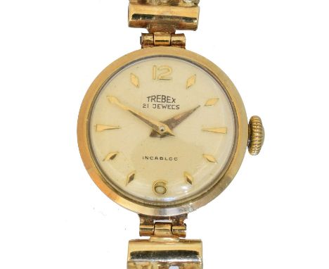 A 9ct gold Trebex manual wind wristwatch, A 9ct gold Trebex manual wind wristwatch, the signed dial with arabic and baton mar