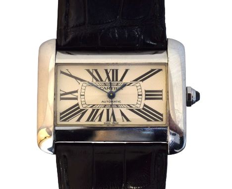 A stainless steel Cartier Tank Divan Automatic wristwatch, A stainless steel Cartier Tank Divan Automatic wristwatch, ref. 26