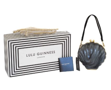 A Lulu Guinness 'Shell' clutch bag, A Lulu Guinness 'Shell' clutch bag, the blue acrylic scallop shell opening to reveal a pi
