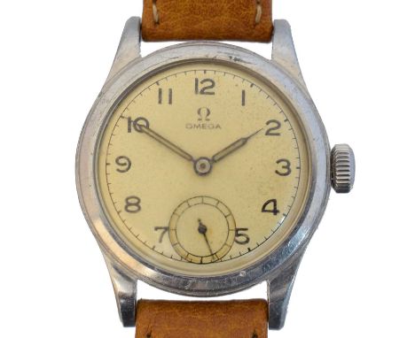 A 1940s Omega British Civil Service India manual wind wristwatch,  A 1940s Omega British Civil Service India manual wind wris
