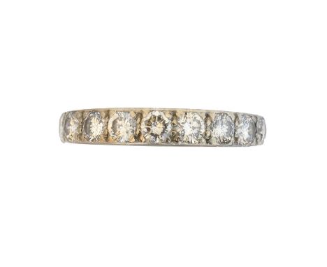 A diamond band ring, A diamond band ring, the brilliant cut diamond line with tapered sides, estimated total diamond weight 0