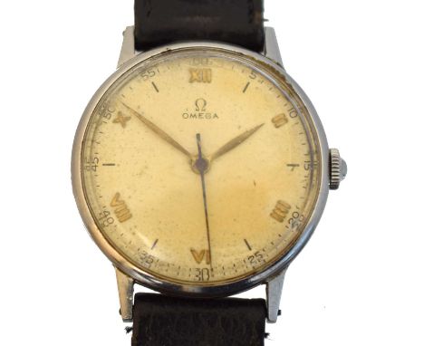 A stainless steel Omega manual wind wristwatch, A stainless steel Omega manual wind wristwatch, ref. 2548/5, the signed dial 