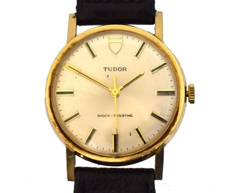 A 1970s 9ct gold Tudor manual wind wristwatch, A 1970s 9ct gold Tudor manual wind wristwatch, cal. 2422, the signed dial with