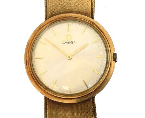 A 1960s 9ct gold Omega manual wind wristwatch,  A 1960s 9ct gold Omega manual wind wristwatch, cal. 620, the signed dial with