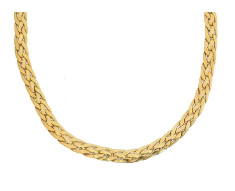 A 9ct gold chain necklace,  A 9ct gold chain necklace, the fancy flat curb link chain with a spring clasp, hallmarks for Shef