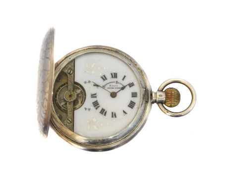 An early 20th century silver hunter Hebdomas pocket watch,  An early 20th century silver hunter Hebdomas pocket watch, the si