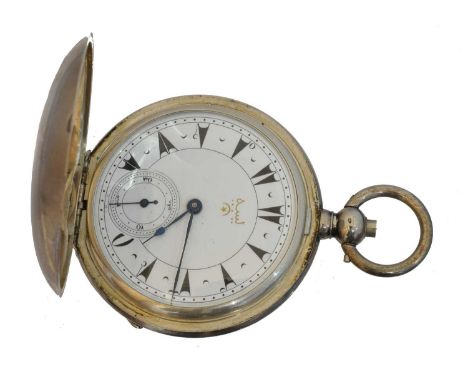 A silver hunter pocket watch, A silver hunter pocket watch, Turkish market, the signed dial with Turkish numerals, outer chap