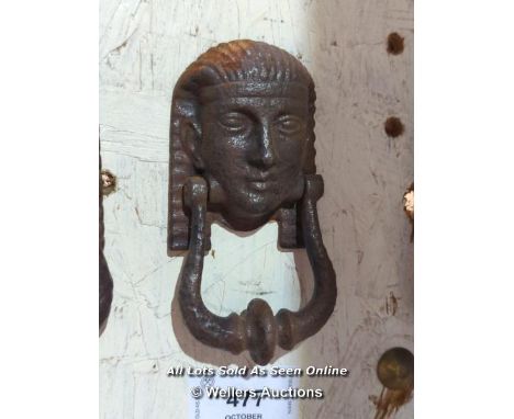 EARLY 19TH CENTURY EGYPTIAN STYLE CAST IRON KNOCKER - 6.5" L