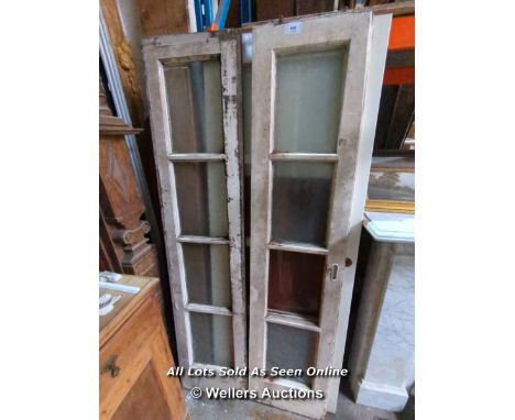 PAIR OF FRENCH DOORS - MISSING ONE GLASS PANEL - 78" H X 17.5" W