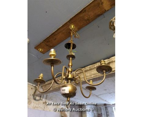 FIVE ARM BRASS CEILING LIGHT