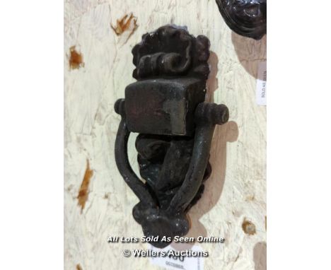 LATE VICTORIAN CAST IRON KNOCKER - 8" L