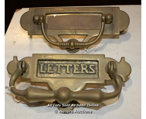 TWO BRASS ARTS AND CRAFTS COMBINATION LETTER / KNOCKER