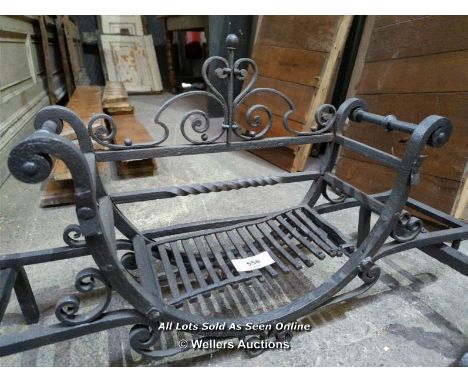 WROUGHT IRON DOG GRATE, EARLY 19TH CENTURY - 19" H X 38" W X 14" D