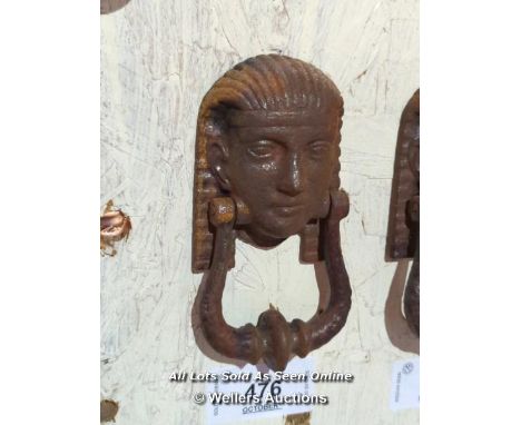 EARLY 19TH CENTURY EGYPTIAN STYLE CAST IRON KNOCKER - 6.5" L