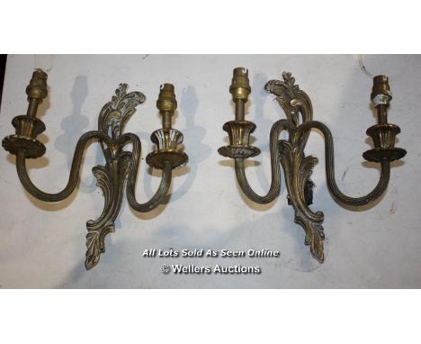 PAIR OF PERIOD BRASS WALL LIGHT FITTINGS