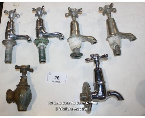 TWO PAIRS OF CHROME BASIN TAPS AND TWO SINGLE TAPS