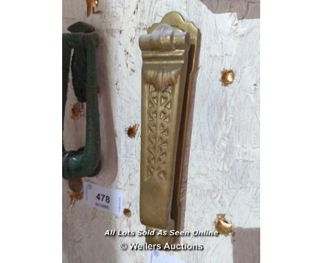 LATE VICTORIAN BRASS KNOCKER - 10" L