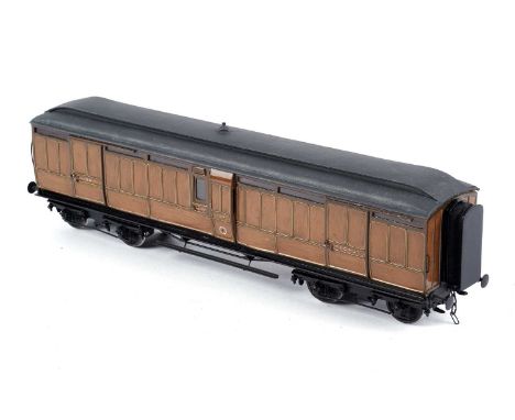 A Lawrence Scale 0-gauge carriage, 109 in Midland &amp; Great Northern Joint Railway teak livery, built 21/3/61, repainted 29