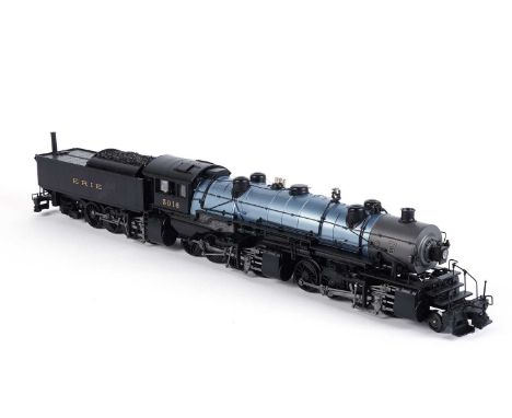 MTH 0-gauge 2-8-8-8-2 Triplex locomotive and tender, no.20-3069-1, 5016 in ERIE blue, black and silver livery, electric.Prove