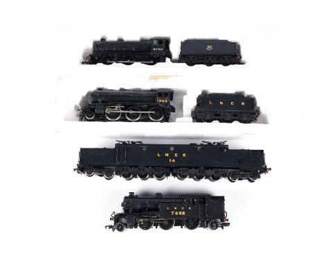 A Bachmann 00-gauge 2-6-2 locomotive, 7688 in LNER black livery, two rail electric; a Bachmann 00-gauge 0-6-0 locomotive and 